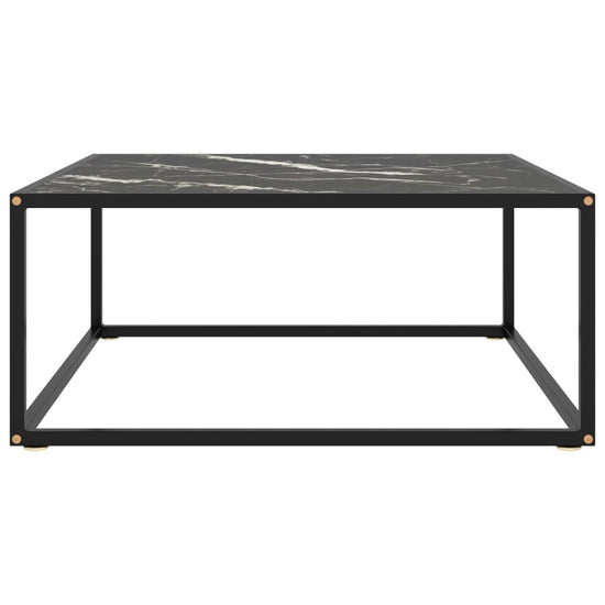 Salontafel met zwart marmerglas 80x80x35 cm zwart MeubelReus