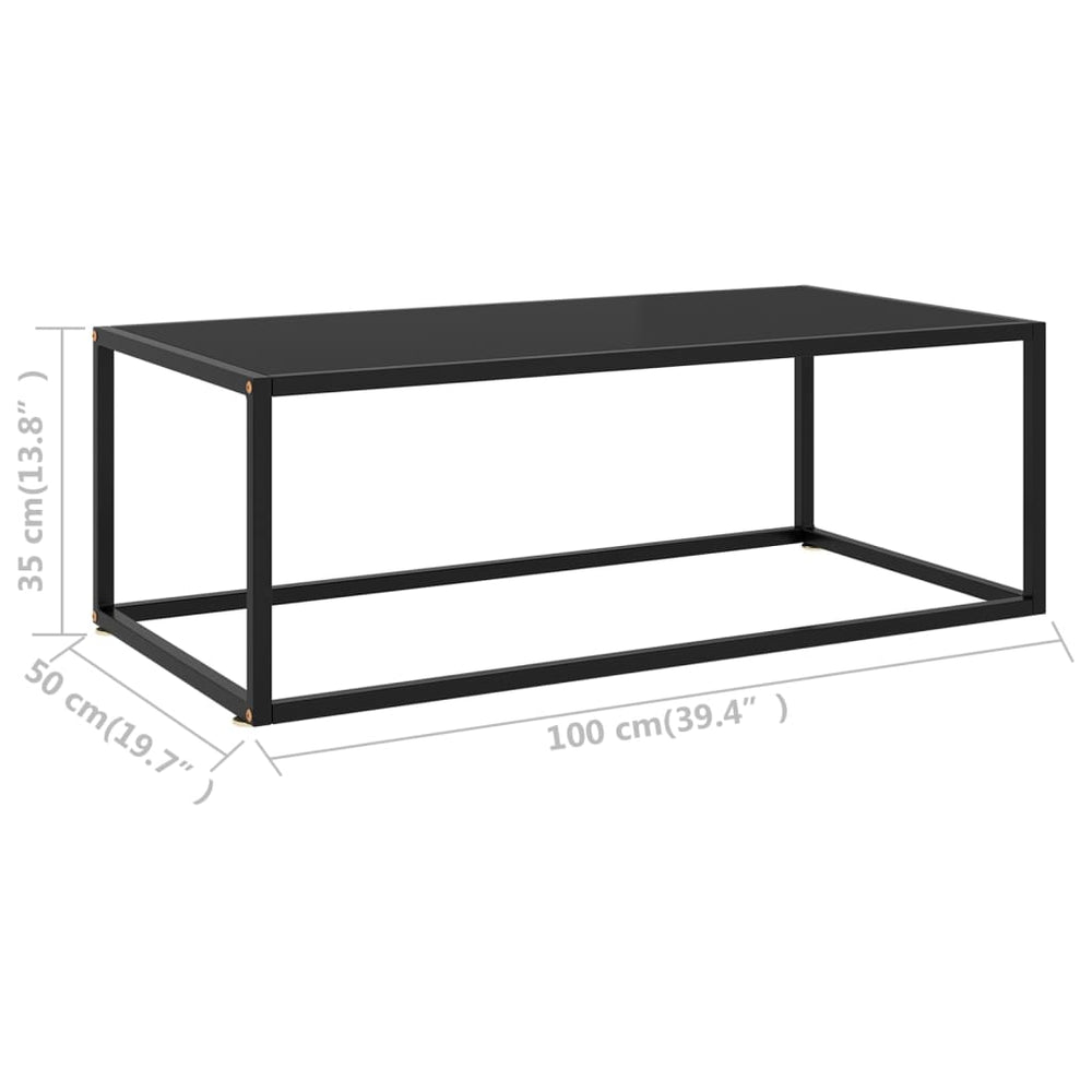 Salontafel met zwart glas 100x50x35 cm zwart MeubelReus