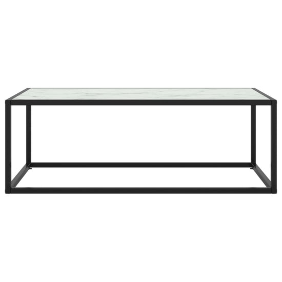 Salontafel met wit marmerglas 100x50x35 cm zwart MeubelReus