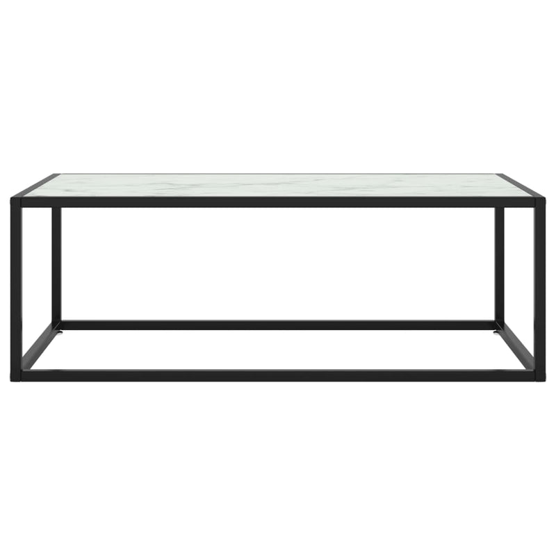 Salontafel met wit marmerglas 100x50x35 cm zwart MeubelReus