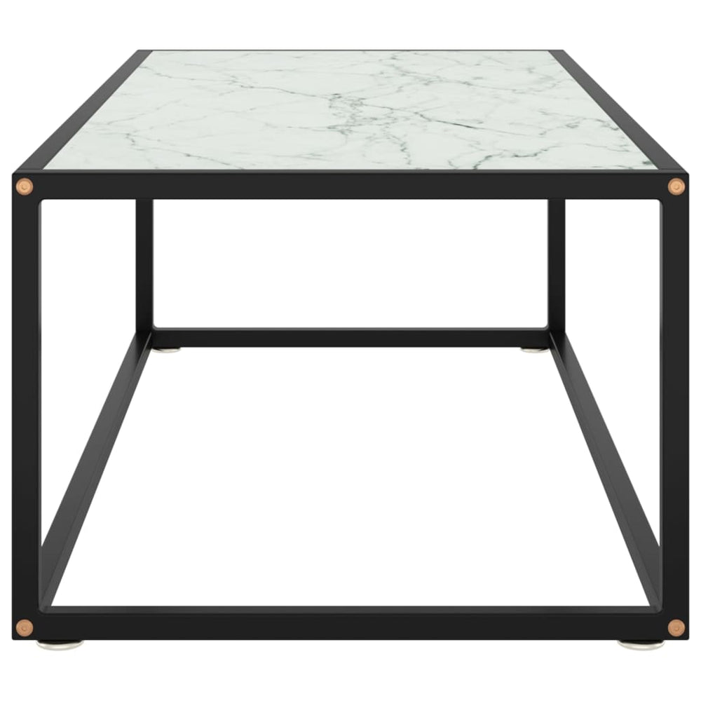 Salontafel met wit marmerglas 100x50x35 cm zwart MeubelReus