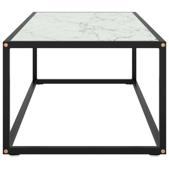 Salontafel met wit marmerglas 100x50x35 cm zwart MeubelReus