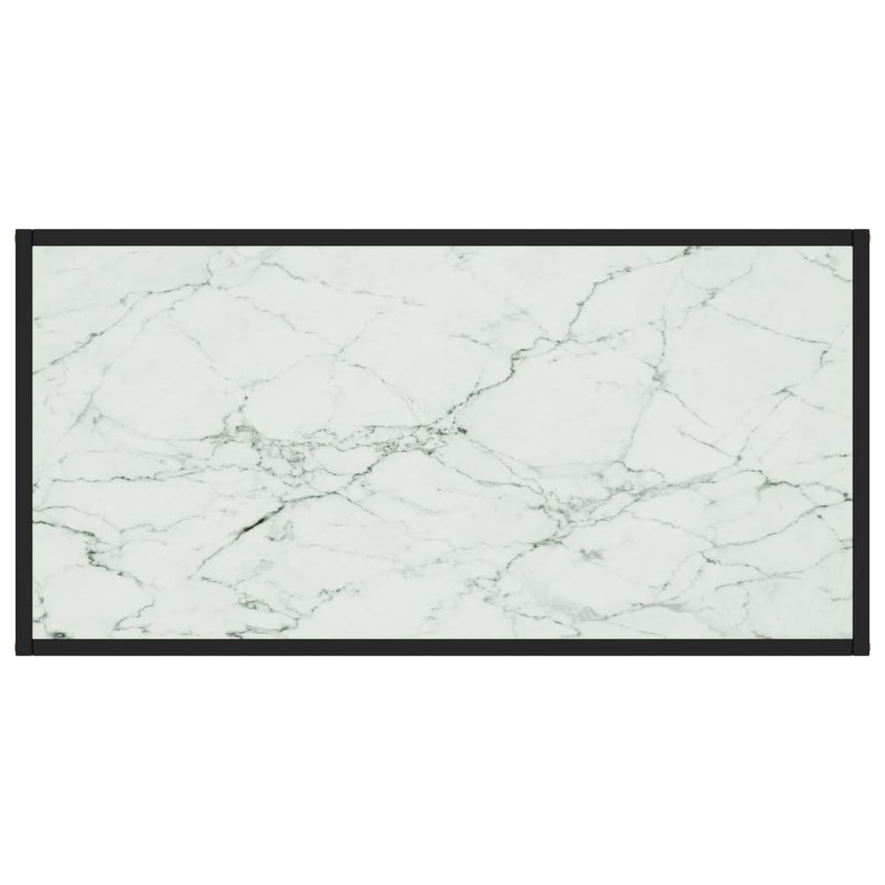 Salontafel met wit marmerglas 100x50x35 cm zwart MeubelReus