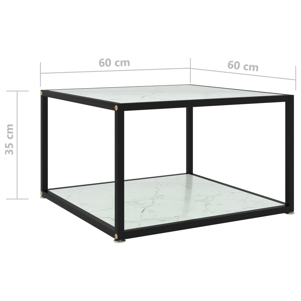 Salontafel 60x60x35 cm gehard glas wit MeubelReus