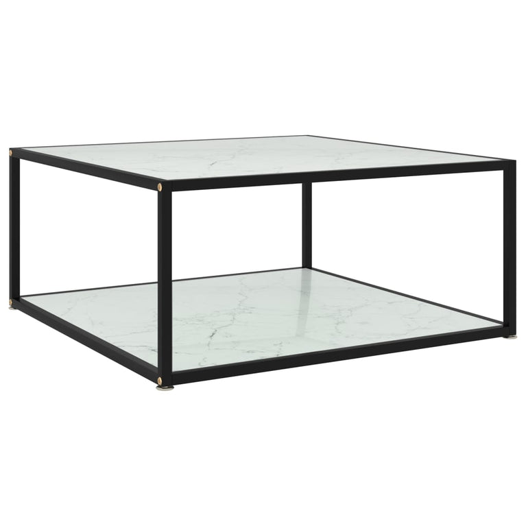 Salontafel 80x80x35 cm gehard glas wit MeubelReus