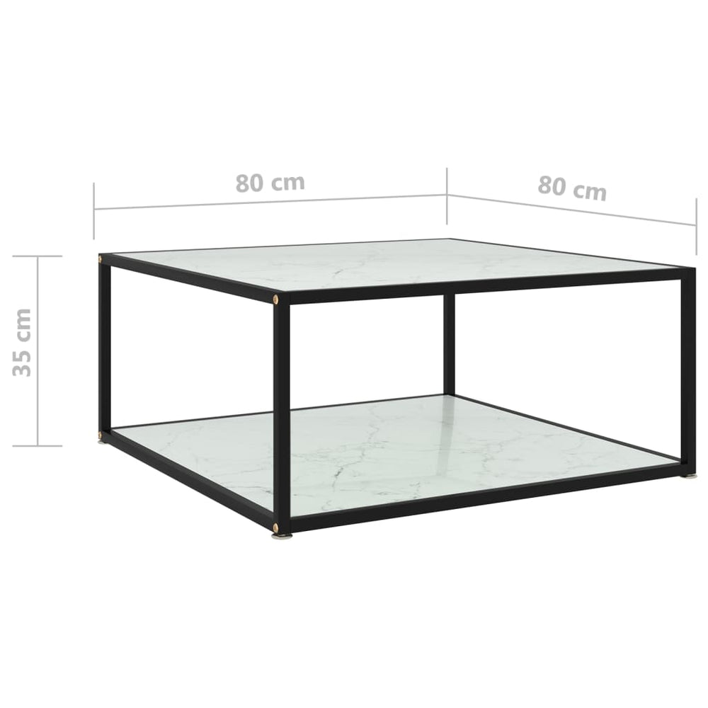 Salontafel 80x80x35 cm gehard glas wit MeubelReus