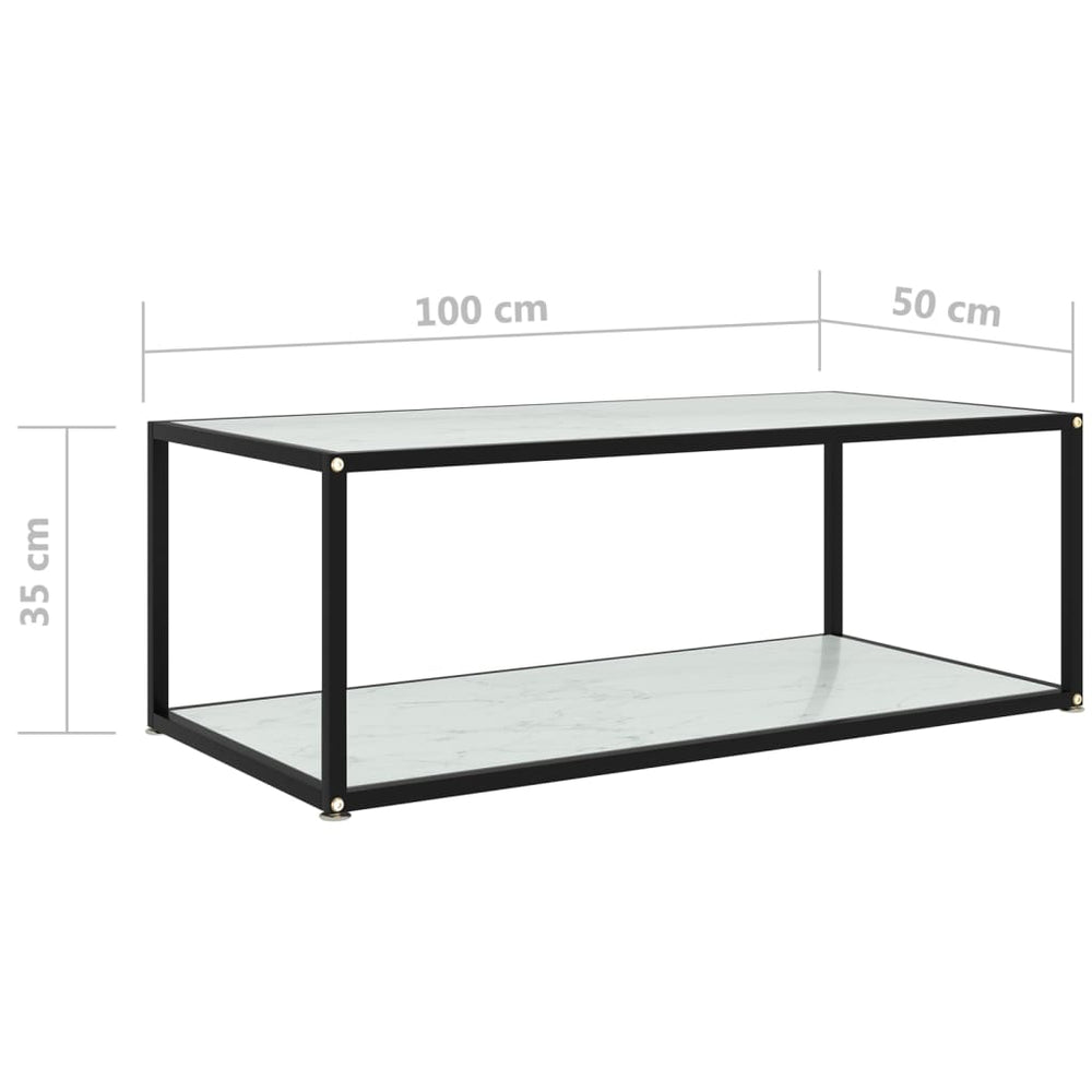 Salontafel 100x50x35 cm gehard glas wit MeubelReus
