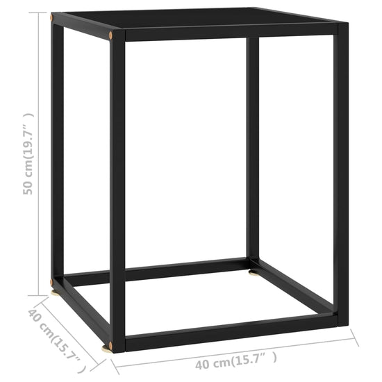 Salontafel met zwart glas 40x40x50 cm zwart MeubelReus