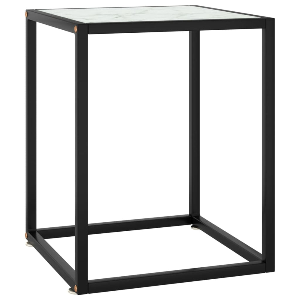 Salontafel met wit marmerglas 40x40x50 cm zwart MeubelReus