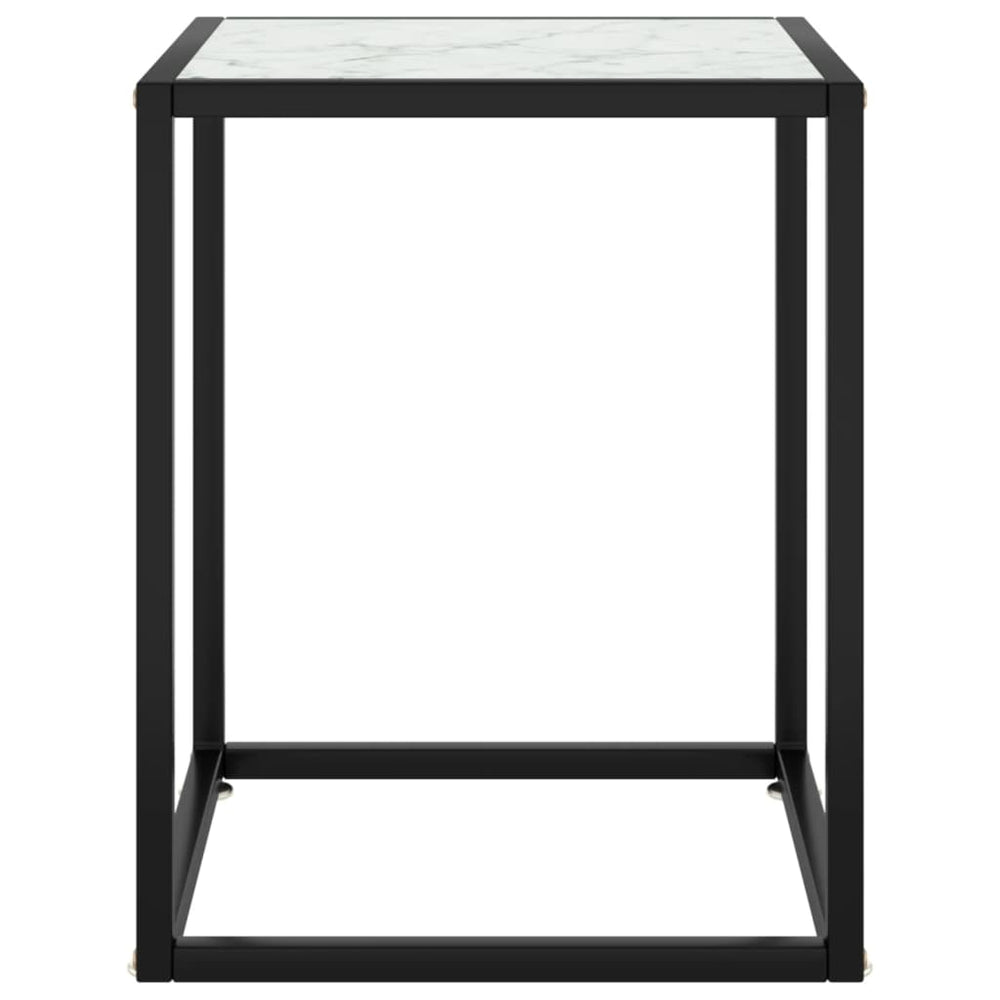 Salontafel met wit marmerglas 40x40x50 cm zwart MeubelReus