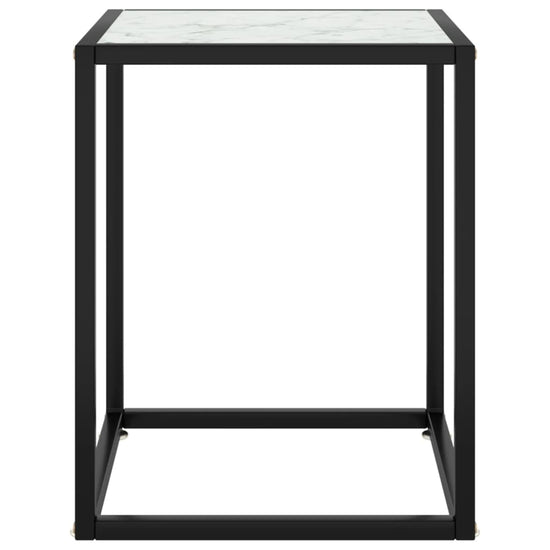 Salontafel met wit marmerglas 40x40x50 cm zwart MeubelReus