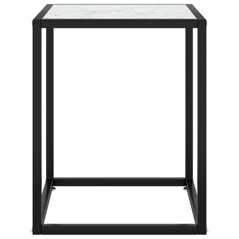 Salontafel met wit marmerglas 40x40x50 cm zwart MeubelReus