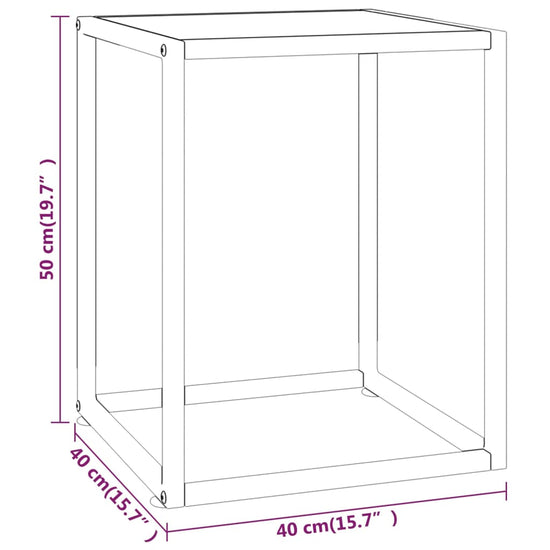 Salontafel met wit marmerglas 40x40x50 cm zwart MeubelReus