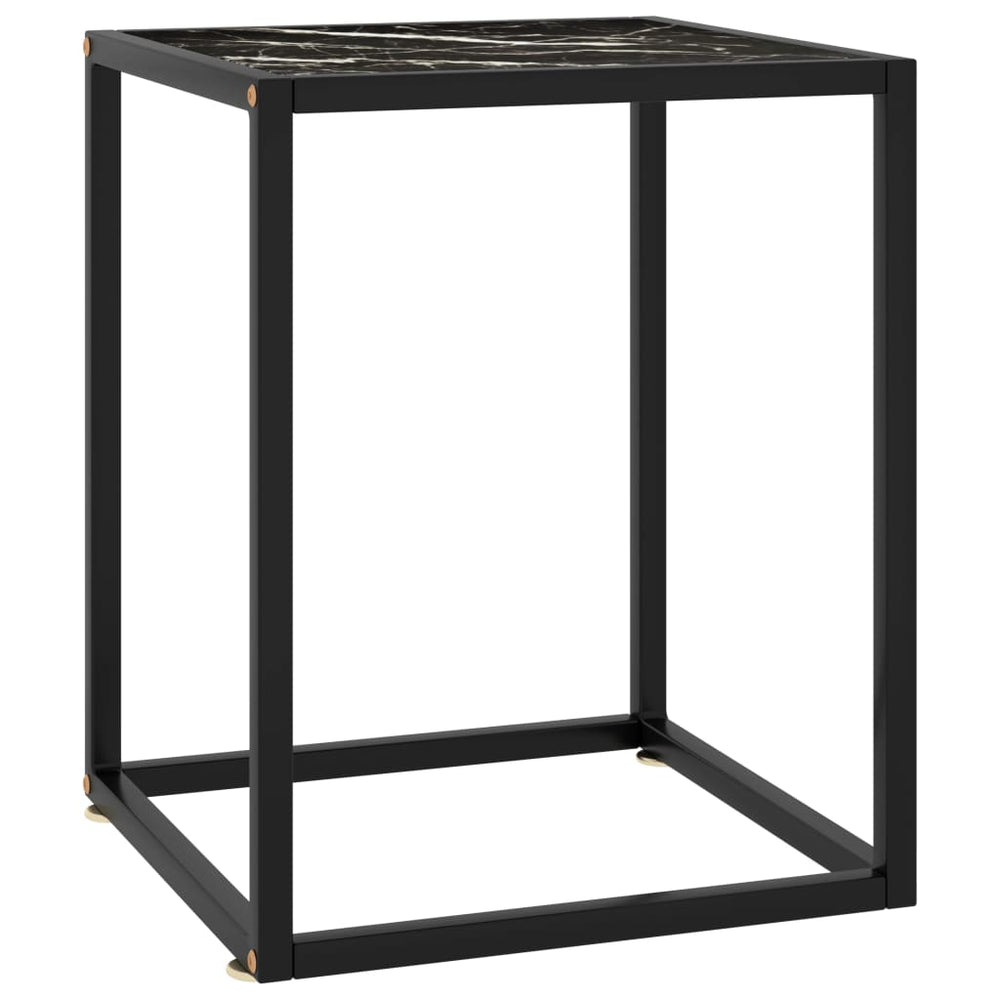 Salontafel met zwart marmerglas 40x40x50 cm zwart MeubelReus