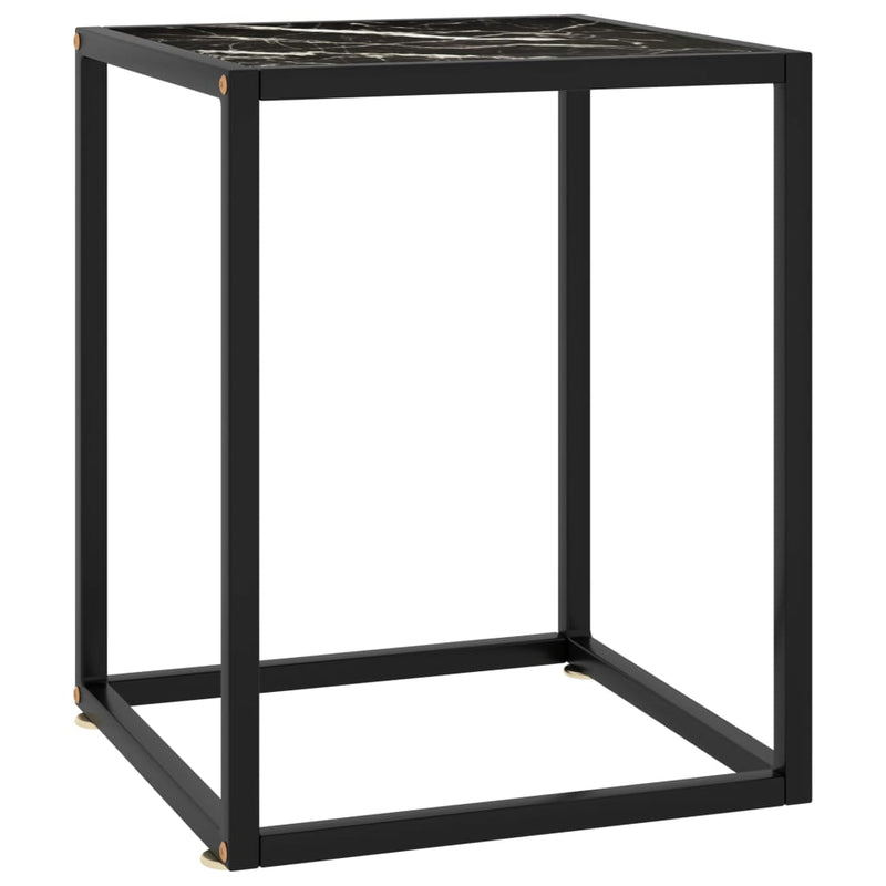 Salontafel met zwart marmerglas 40x40x50 cm zwart MeubelReus