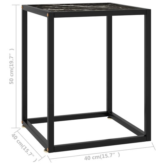 Salontafel met zwart marmerglas 40x40x50 cm zwart MeubelReus