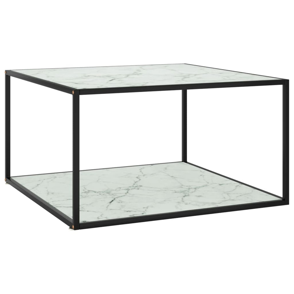 Salontafel met wit marmerglas 90x90x50 cm zwart MeubelReus