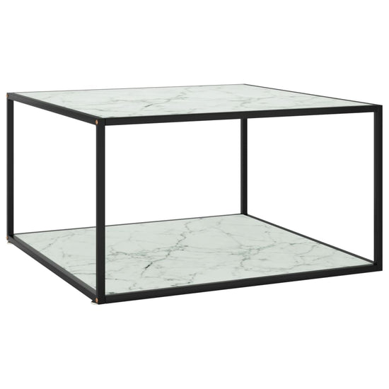 Salontafel met wit marmerglas 90x90x50 cm zwart MeubelReus