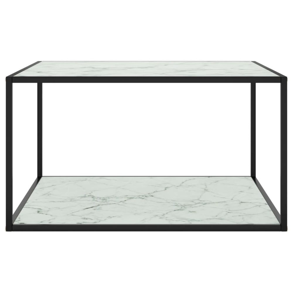 Salontafel met wit marmerglas 90x90x50 cm zwart MeubelReus