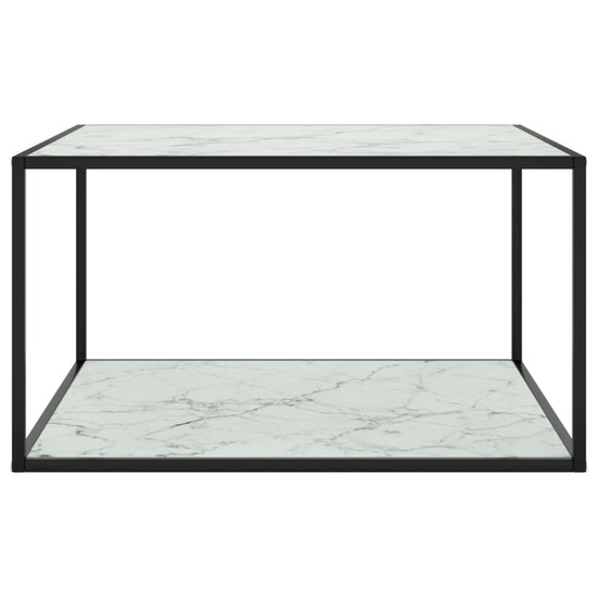 Salontafel met wit marmerglas 90x90x50 cm zwart MeubelReus