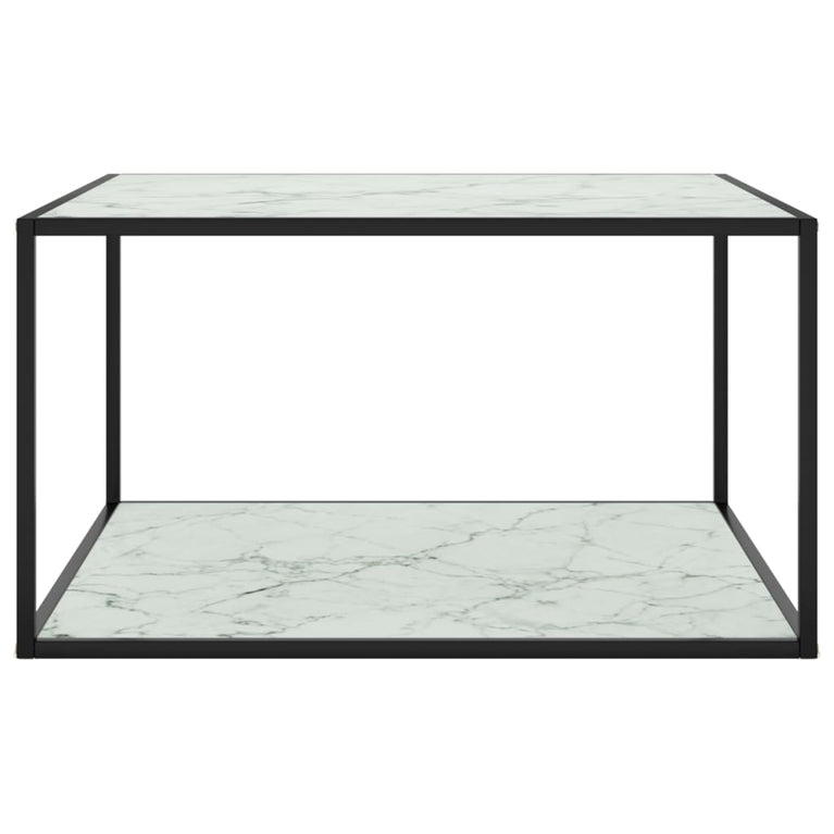 Salontafel met wit marmerglas 90x90x50 cm zwart MeubelReus
