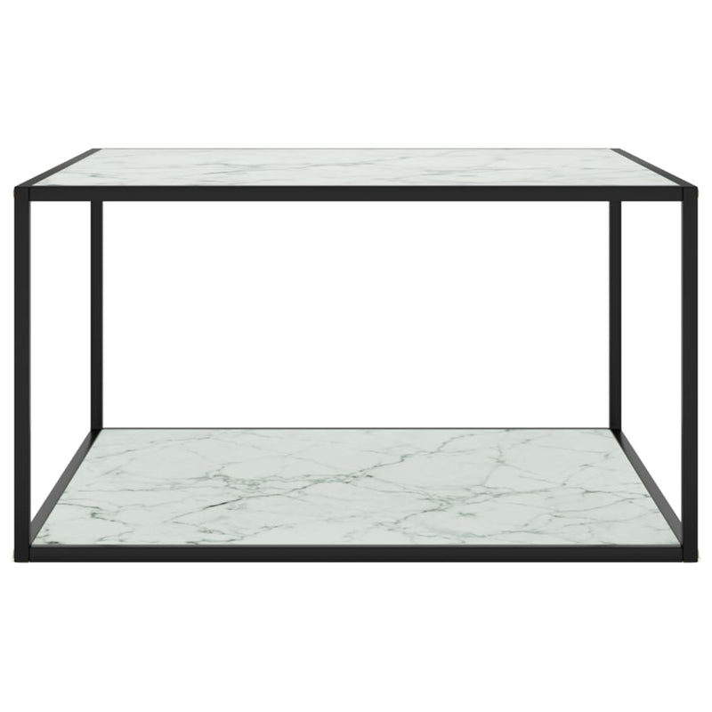 Salontafel met wit marmerglas 90x90x50 cm zwart MeubelReus