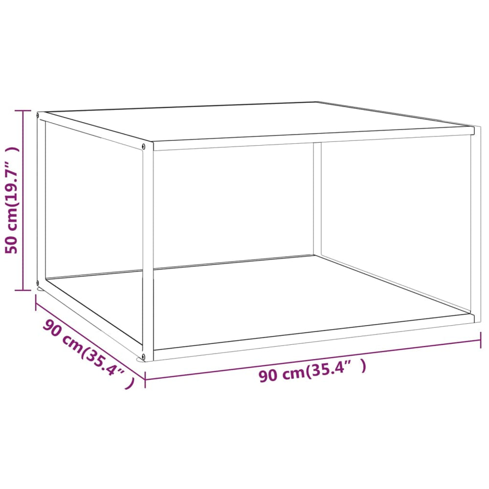 Salontafel met wit marmerglas 90x90x50 cm zwart MeubelReus