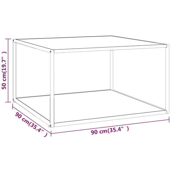 Salontafel met wit marmerglas 90x90x50 cm zwart MeubelReus