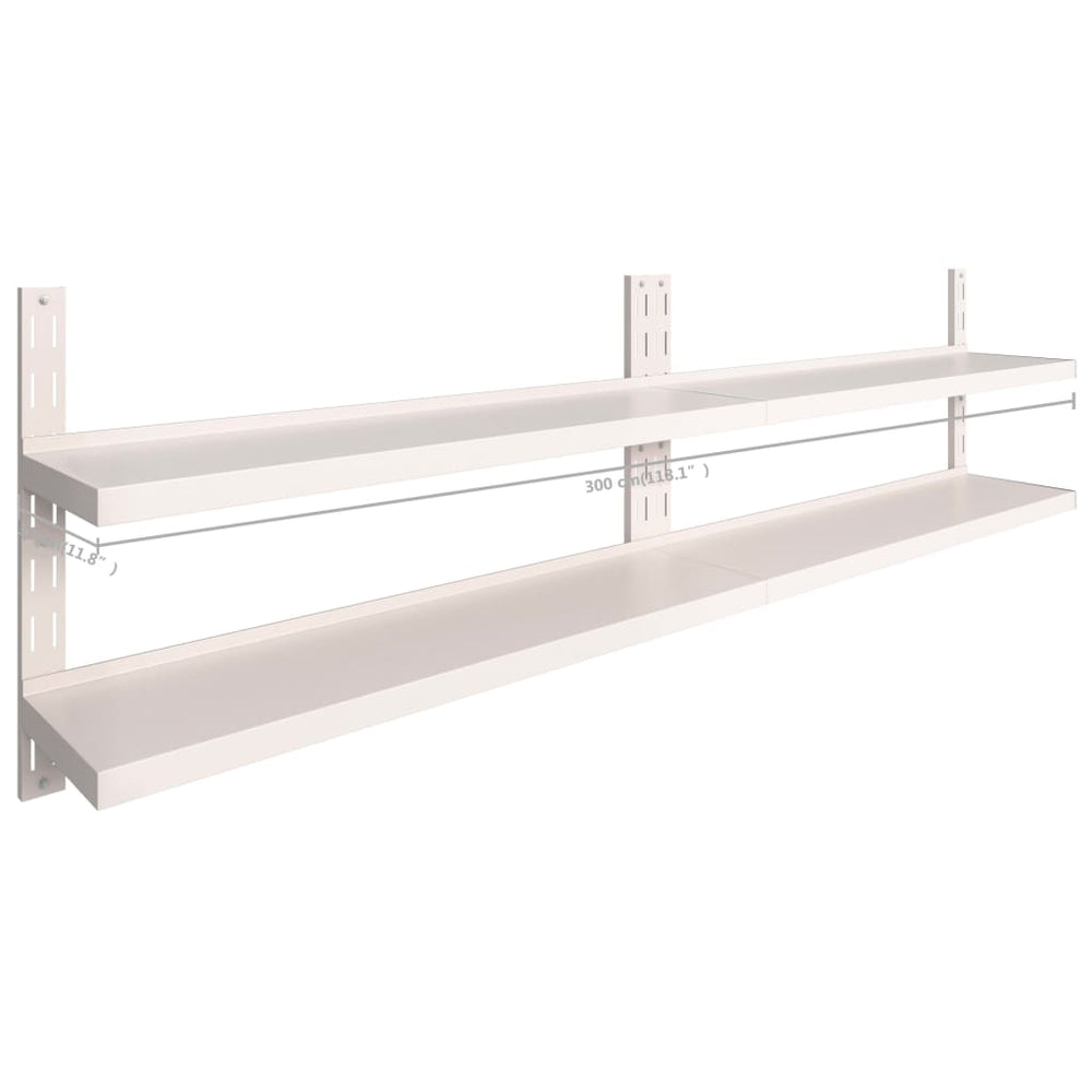 Wandschappen zwevend 2-laags 2 st 300x30 cm roestvrij staal MeubelReus