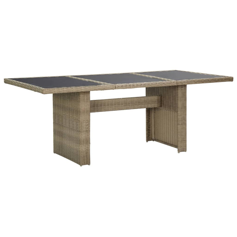 Tuintafel 200x100x74 cm glas en poly rattan bruin MeubelReus