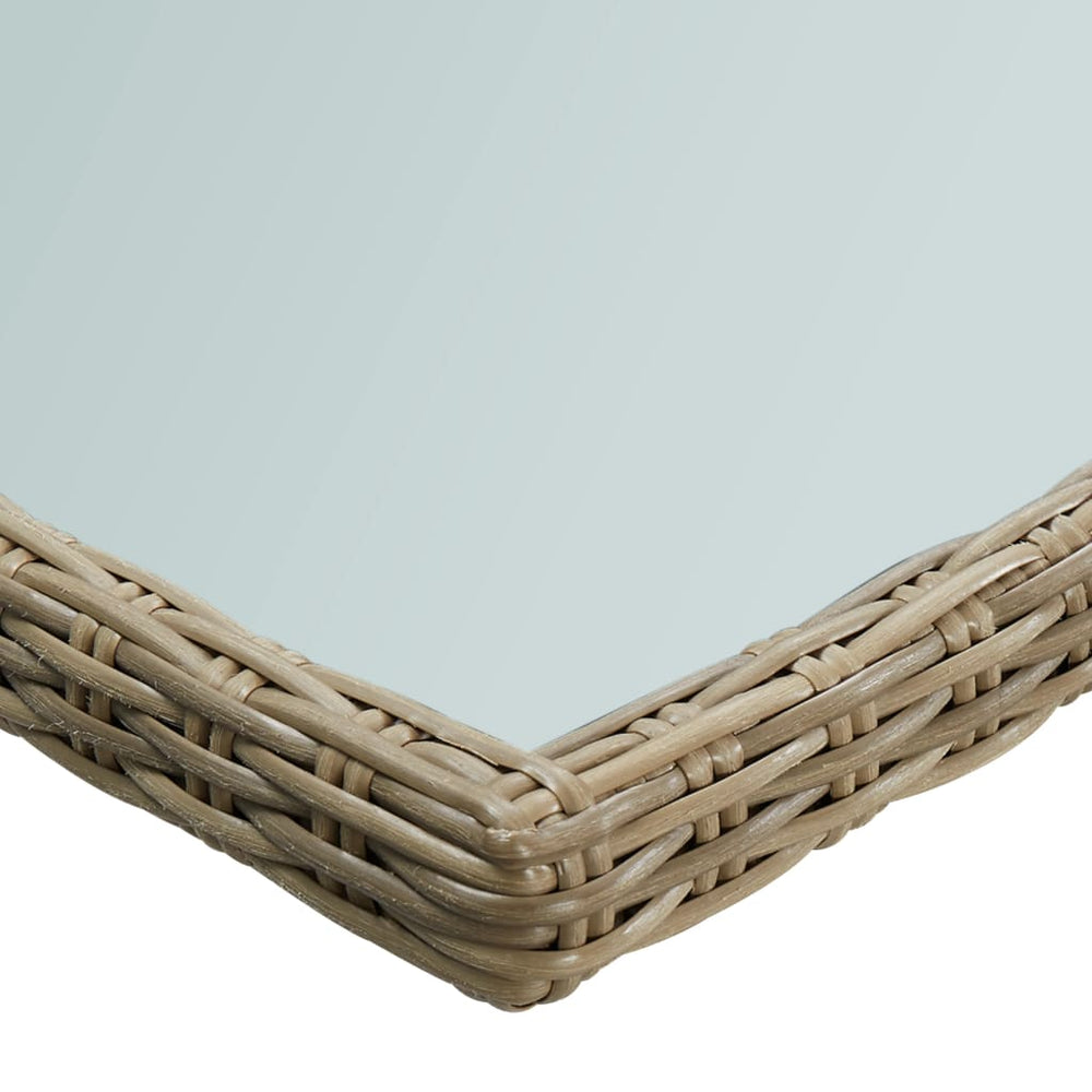 Tuintafel 200x100x74 cm glas en poly rattan bruin MeubelReus