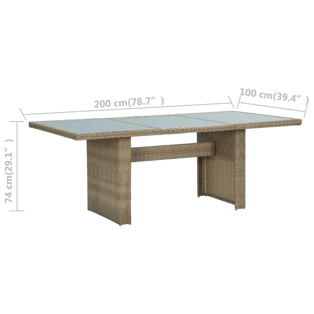 Tuintafel 200x100x74 cm glas en poly rattan bruin MeubelReus