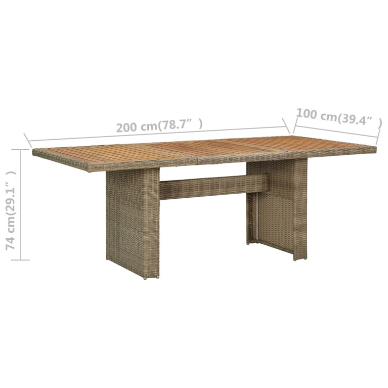 Tuintafel 200x100x74 cm poly rattan bruin MeubelReus