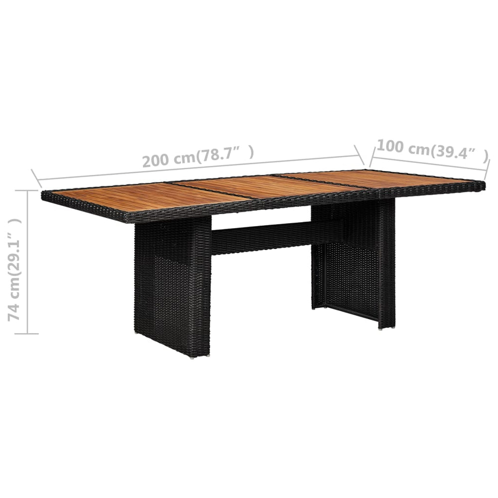Tuintafel 200x100x74 cm poly rattan zwart MeubelReus