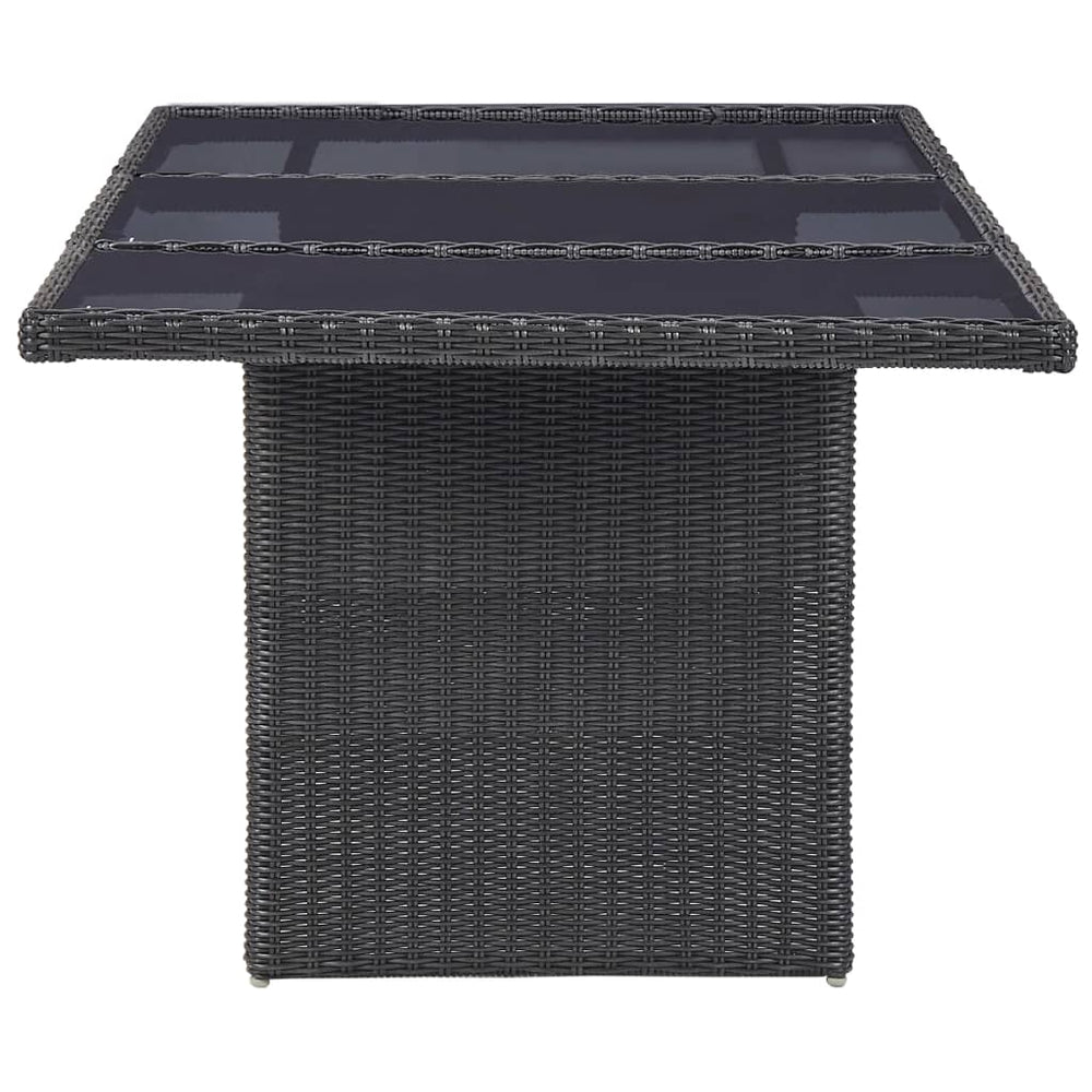 Tuintafel 200x100x74 cm glas en poly rattan zwart MeubelReus
