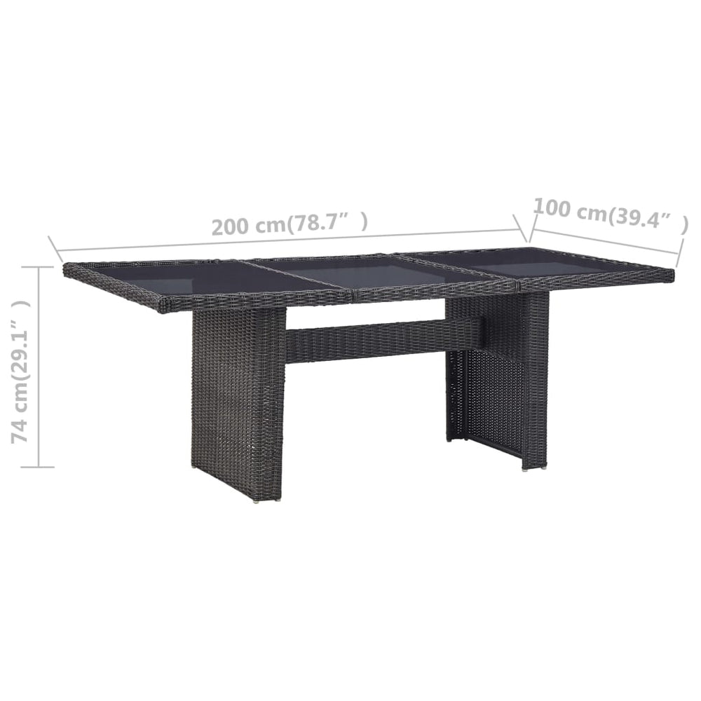 Tuintafel 200x100x74 cm glas en poly rattan zwart MeubelReus