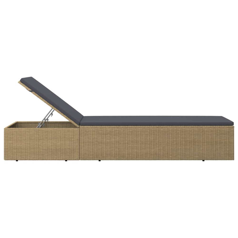 Ligbed poly rattan bruin en donkergrijs MeubelReus