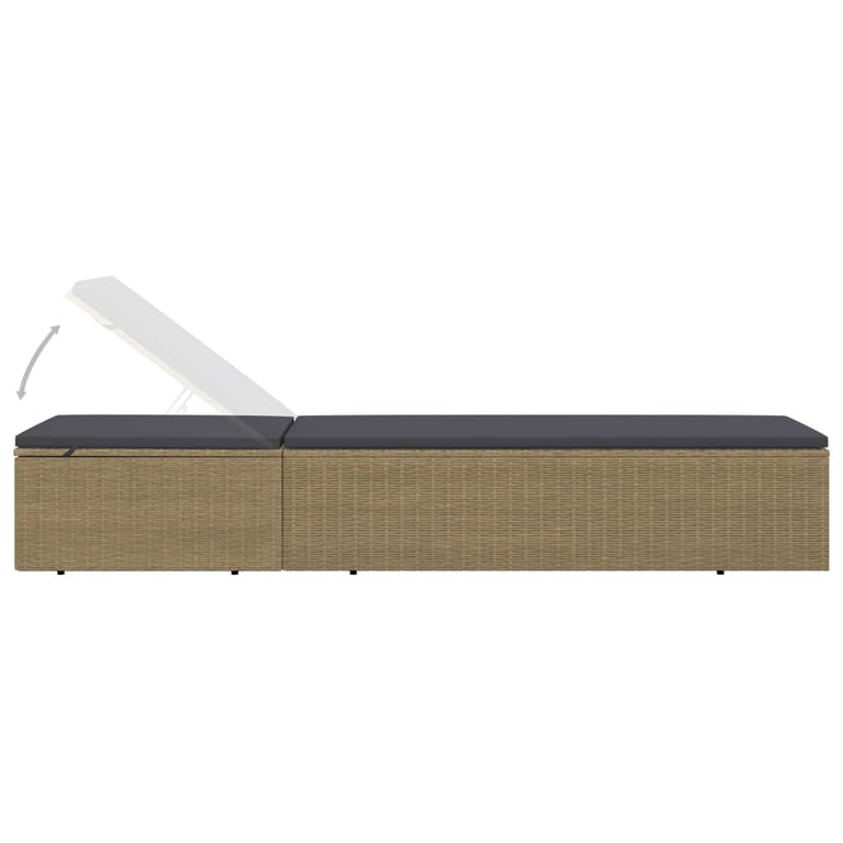 Ligbed poly rattan bruin en donkergrijs MeubelReus