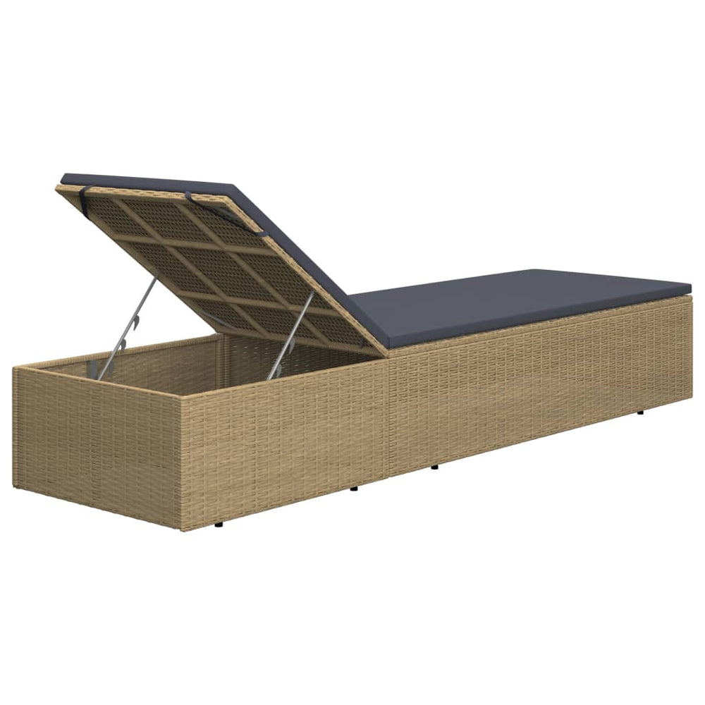 Ligbed poly rattan bruin en donkergrijs MeubelReus