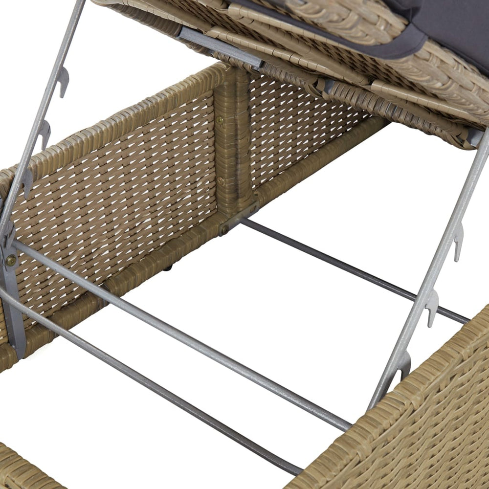 Ligbed poly rattan bruin en donkergrijs MeubelReus