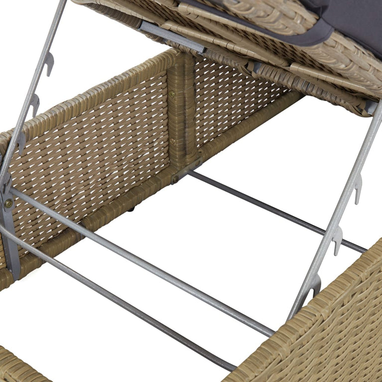 Ligbed poly rattan bruin en donkergrijs MeubelReus