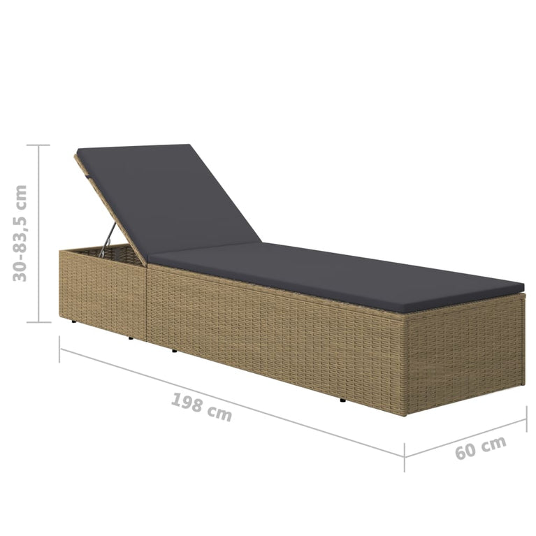 Ligbed poly rattan bruin en donkergrijs MeubelReus