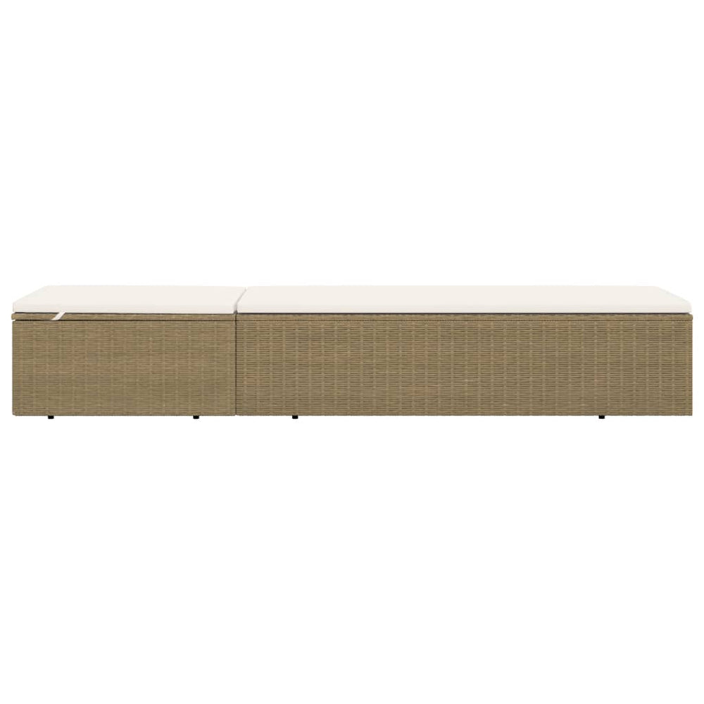 Ligbed poly rattan bruin en crèmewit MeubelReus