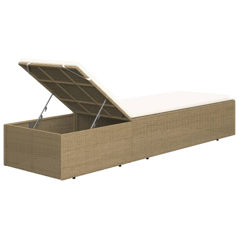 Ligbed poly rattan bruin en crèmewit MeubelReus