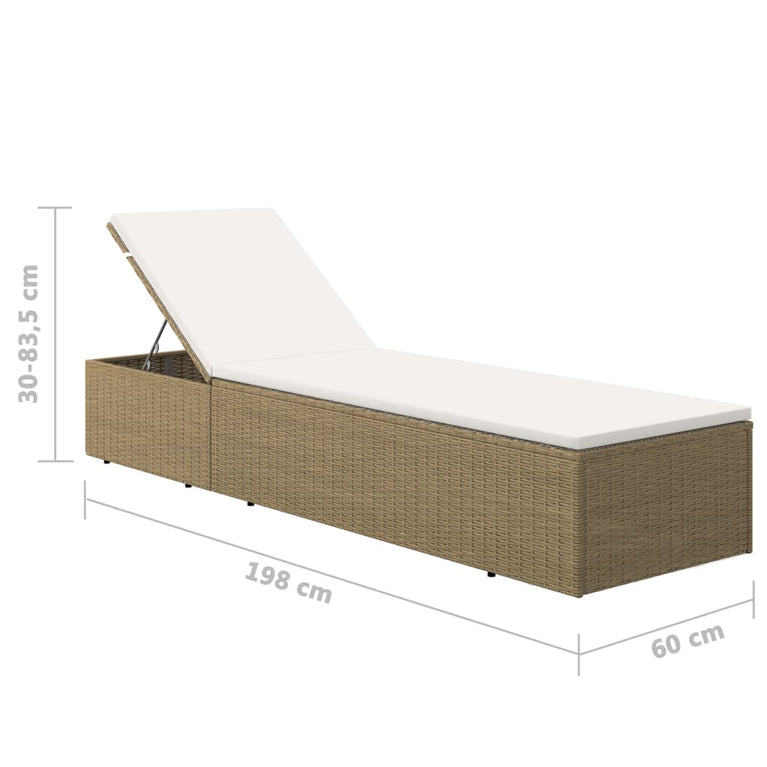Ligbed poly rattan bruin en crèmewit MeubelReus