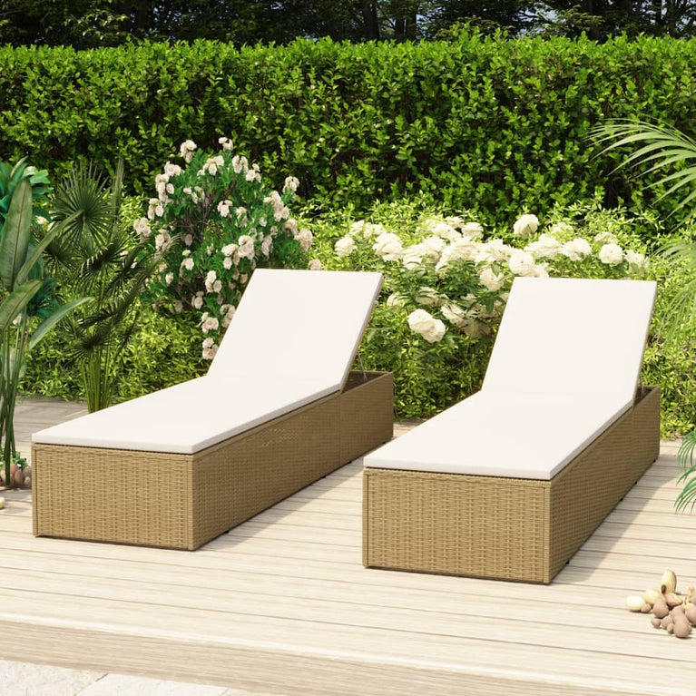 Ligbed poly rattan bruin en crèmewit MeubelReus