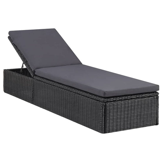 Ligbed poly rattan zwart en donkergrijs MeubelReus