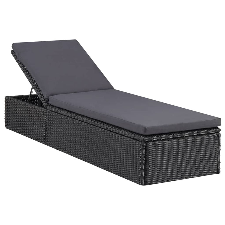 Ligbed poly rattan zwart en donkergrijs MeubelReus