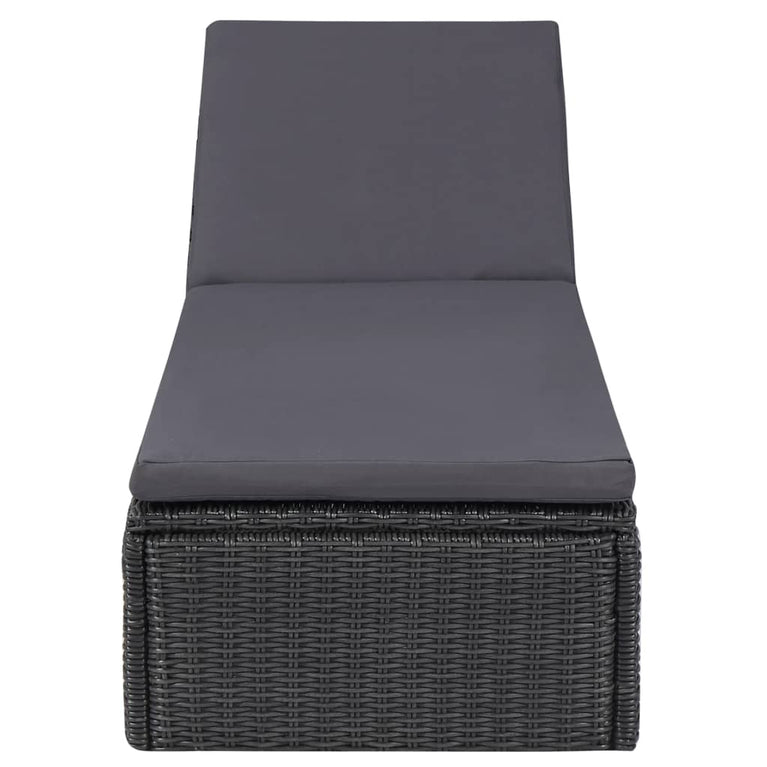 Ligbed poly rattan zwart en donkergrijs MeubelReus