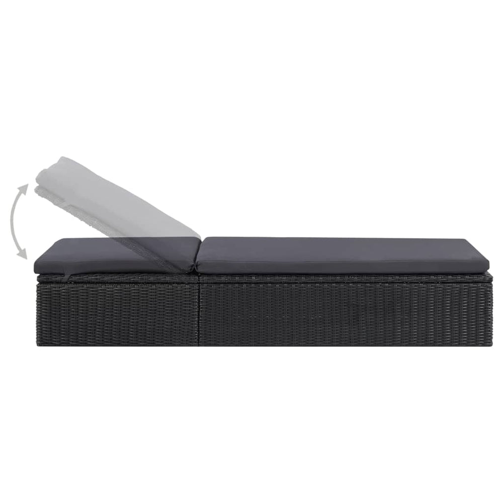 Ligbed poly rattan zwart en donkergrijs MeubelReus